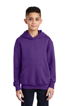 Load image into Gallery viewer, Fleece Pullover Hooded Sweatshirt / Heather Purple &amp; Yellow
