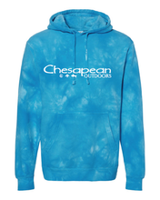 Load image into Gallery viewer, Chesapean Outdoors Unisex Tie-Dyed Hooded Sweatshirt / Aqua Blue
