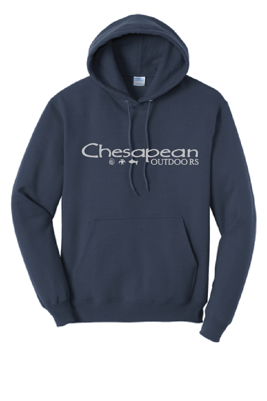 Fleece Pullover Hooded Sweatshirt / Navy & Grey