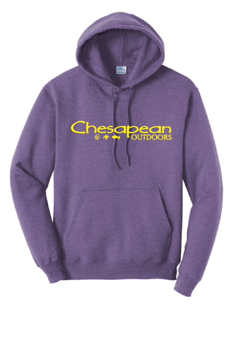 Fleece Pullover Hooded Sweatshirt / Heather Purple & Yellow