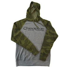 Load image into Gallery viewer, Camo, Grey Sleeve with Black Logo Adult Heavy Blend Hooded Sweatshirt
